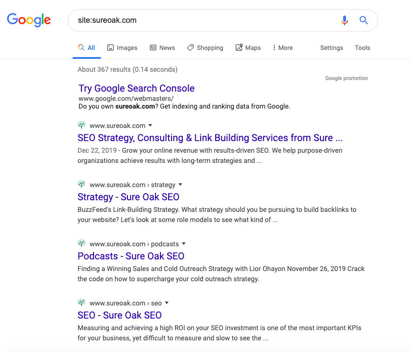 Google SERPs page
