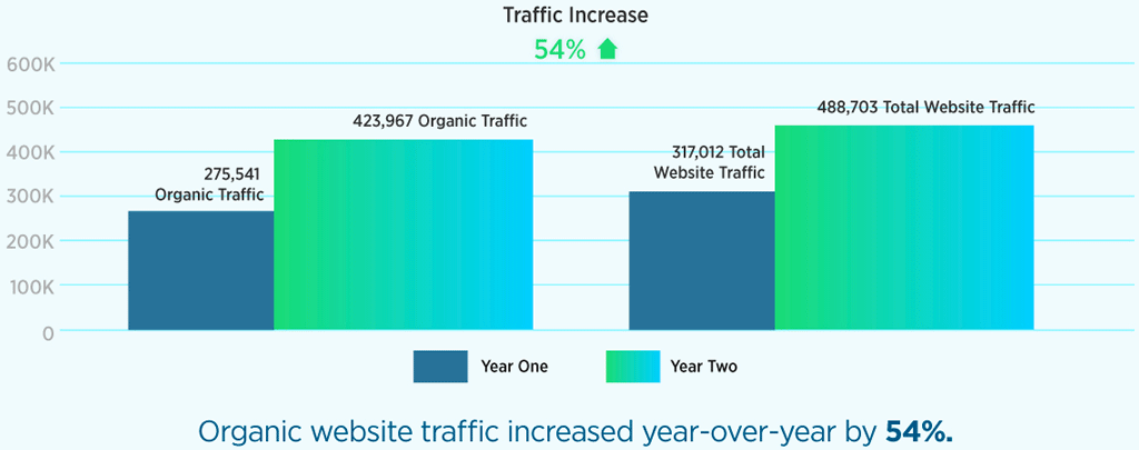 Organic traffic year on year graph